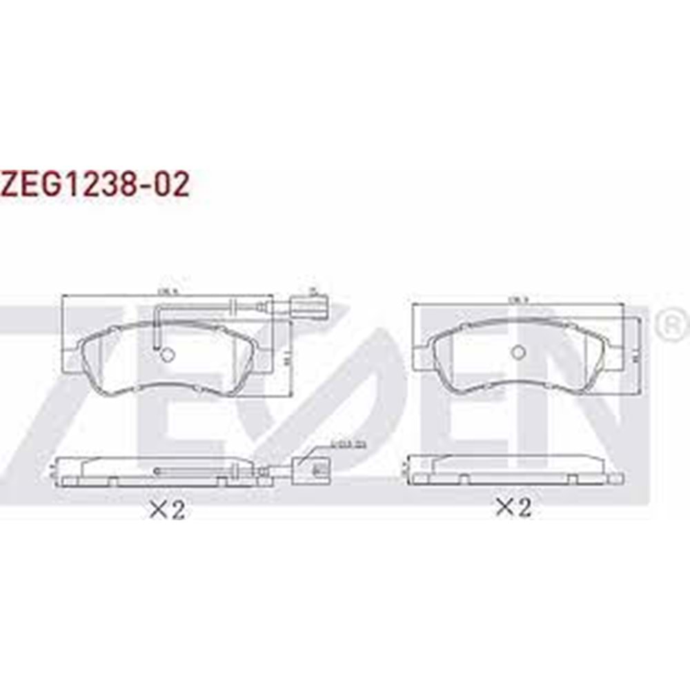 FREN BALATA ARKA CIFT FISLI FIAT DUCATO 2.0 MJT 2014- / DUCATO 2.3 MJT 2014- / CITROEN JUMPER 2.2 HDI 2014- / PEUGEOT BOXER 2.2 HDI 2014-