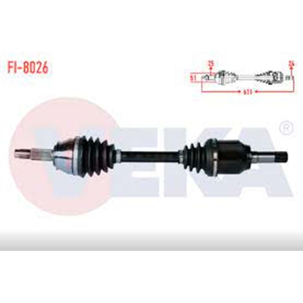 KOMPLE AKS SOL ON FIAT DOBLO (119,223) 1.3 MJT UZUNLUK 611mm 2001-2010