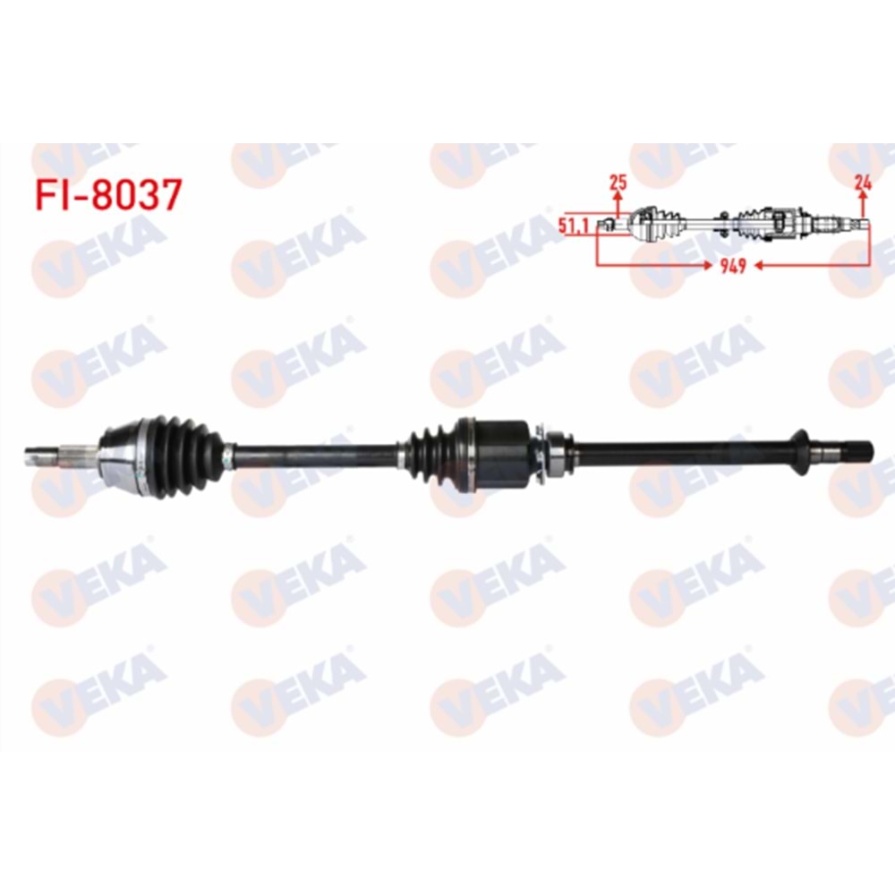 KOMPLE AKS SAG ON FIAT LINEA (323) 1.3 MJT 90 HP UZUNLUK 949mm 2007-