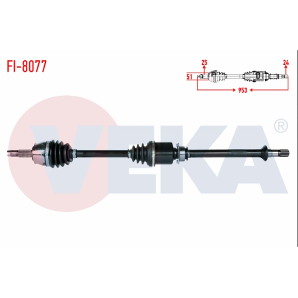 KOMPLE AKS SAG ON FIAT EGEA 1.3 MJT M-T UZUNLUK 953 mm 2015-