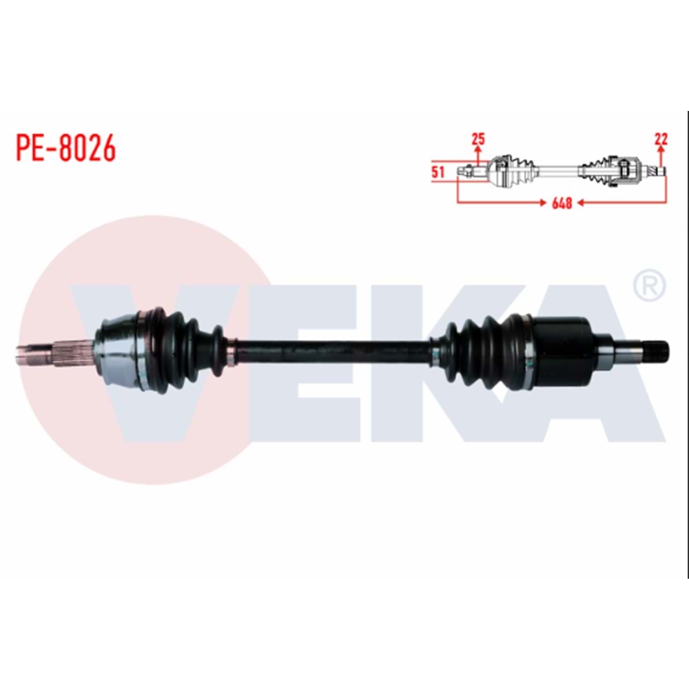 KOMPLE AKS SOL ON PEUGEOT BIPPER (AA) 1.4 HDI UZUNLUK 648mm 2008-