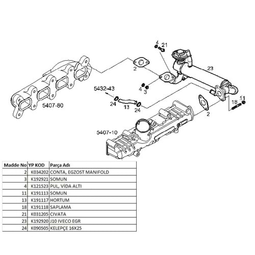 EKSOZ MANİFOLT CONTASI J10 JEST EGR CONTASI J10