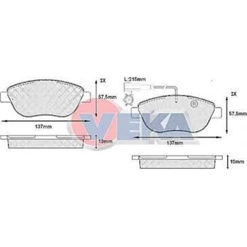 FREN BALATA ON CIFT FISLI FIAT fiorino DOBLO 1.3 MJT 90 HP 2010-/G.PUNTO 1.3 MJT 2005-2012/LINEA 1.4 T-JET 120 HP 2007-/LINEA 1.6 MJT 120 HP 2007-/BRAVO II 1.4 T-JET 2006-/OPEL COMBO D 1.6 CDTI 2012-