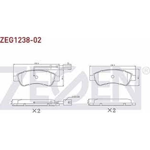 FREN BALATA ARKA CIFT FISLI FIAT DUCATO 2.0 MJT 2014- / DUCATO 2.3 MJT 2014- / CITROEN JUMPER 2.2 HDI 2014- / PEUGEOT BOXER 2.2 HDI 2014-