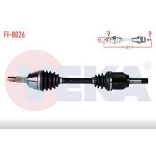 KOMPLE AKS SOL ON FIAT DOBLO (119,223) 1.3 MJT UZUNLUK 611mm 2001-2010