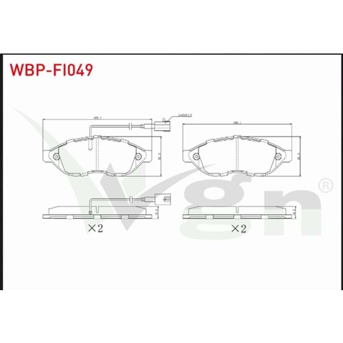 FREN BALATA ON CIFT FISLI FIAT DUCATO 2.3 MJT 2006-2014/ JUMPER III 2.2 HDI 2006-2014 / BOXER III 2.2 HDI 2006-2014