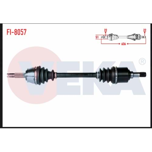 KOMPLE AKS SOL ON FIAT DOBLO (119,223) 1.4 UZUNLUK 636mm 2001-2010