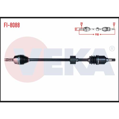 KOMPLE AKS SAĞ ON UZUNLUK 918MM FIAT EGEA 1.416V M -T 2015 / DOBLO 1.4 16V M-T