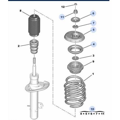 AMORTİSÖR TAKOZU RULMANLI TK. 208-301 C- ELYSEE C3 C4 1.2 VTI 1.6 HDI