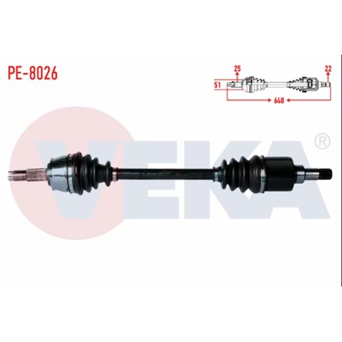 KOMPLE AKS SOL ON PEUGEOT BIPPER (AA) 1.4 HDI UZUNLUK 648mm 2008-