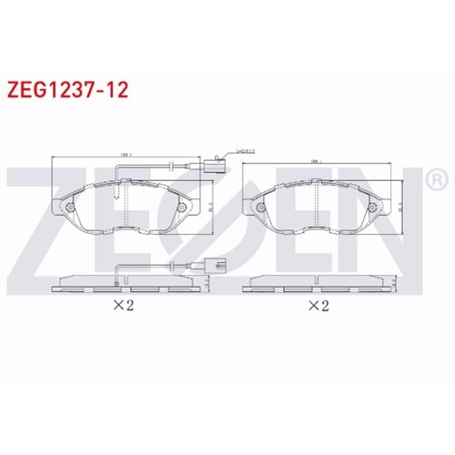 FREN BALATA ON CIFT FISLI FIAT DUCATO 2.3 MJT 2006-2014/ JUMPER III 2.2 HDI 2006-2014 / BOXER III 2.2 HDI 2006-2014