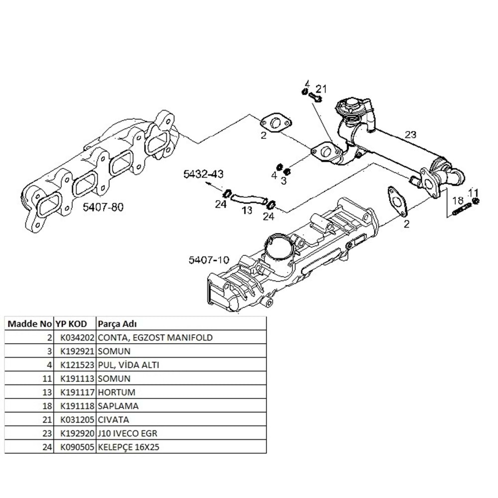 EKSOZ MANİFOLT CONTASI J10 JEST EGR CONTASI J10
