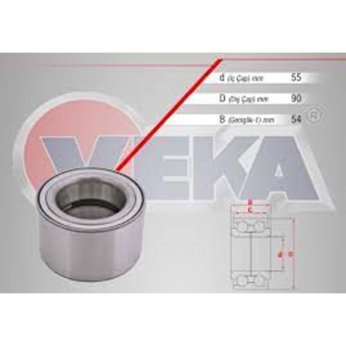 ÖN TEKER RULMANI SOL-SAG ABSLI 55X90X54 DUCATO 2.3 MJT 2006-2014/ BOXER III 2.2 HDI 2006-2014/ JUMPER III 2.2 HDI 2006-2014/ MASTER III 2.3 DCI 2010-/ MOVANO B 2.3 CDTI 2010- TEKERLEK RULAMANI JEST