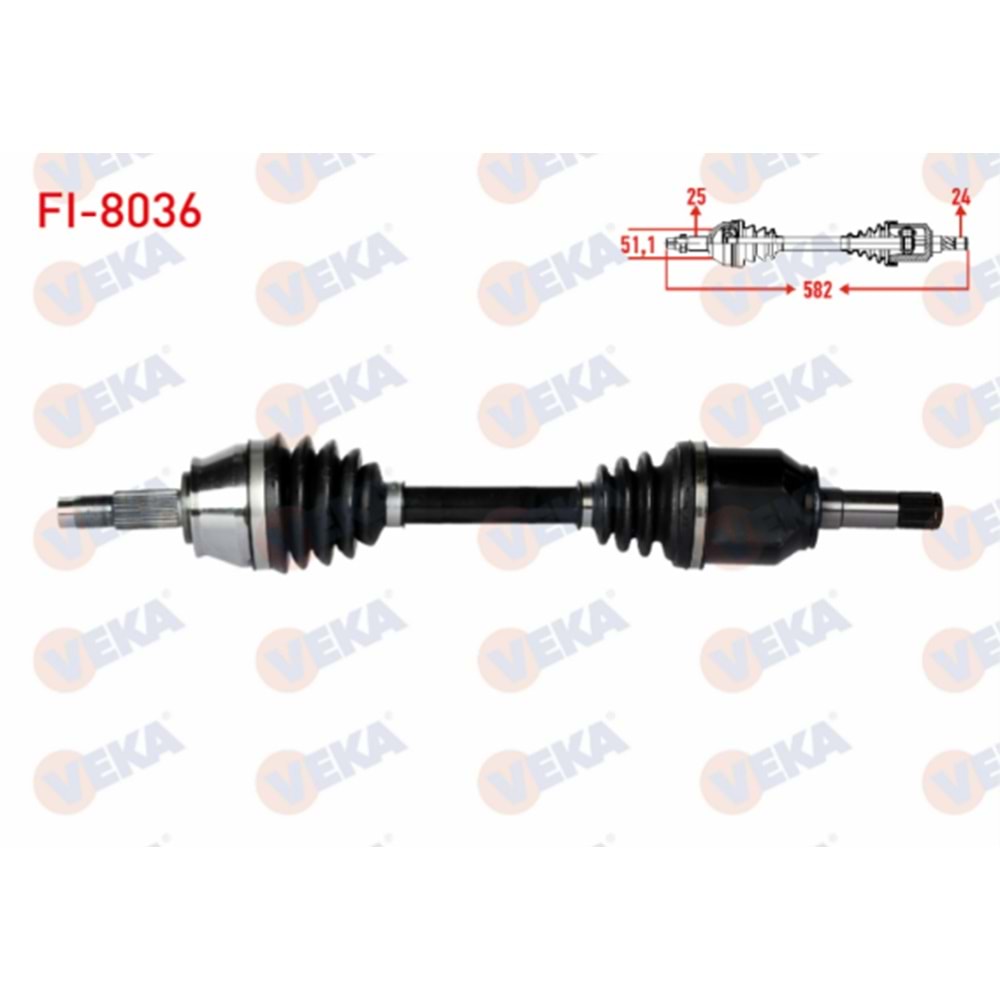 KOMPLE AKS SOL ON FIAT LINEA 1.3 MJT 90 HP UZUNLUK 582mm 2007-