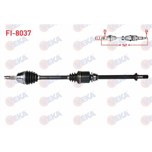 KOMPLE AKS SAG ON FIAT LINEA (323) 1.3 MJT 90 HP UZUNLUK 949mm 2007-