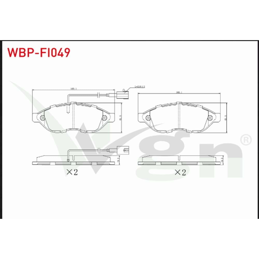 FREN BALATA ON CIFT FISLI FIAT DUCATO 2.3 MJT 2006-2014/ JUMPER III 2.2 HDI 2006-2014 / BOXER III 2.2 HDI 2006-2014