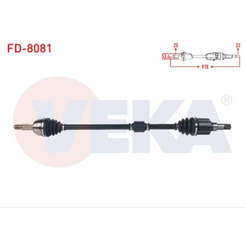 KOMPLE AKS SAG ON UZUNLUK 918 mm FORD TOURNEO COURIER 1.5 TDCI M-T 2018-