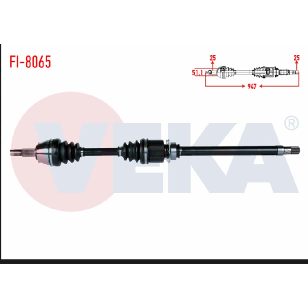 KOMPLE AKS SAG ON UZUNLUK 947mm FIAT LINEA 1.6 MJT 2007- / GRANDE PUNTO 1.3 MJT EURO 4 2005-2012