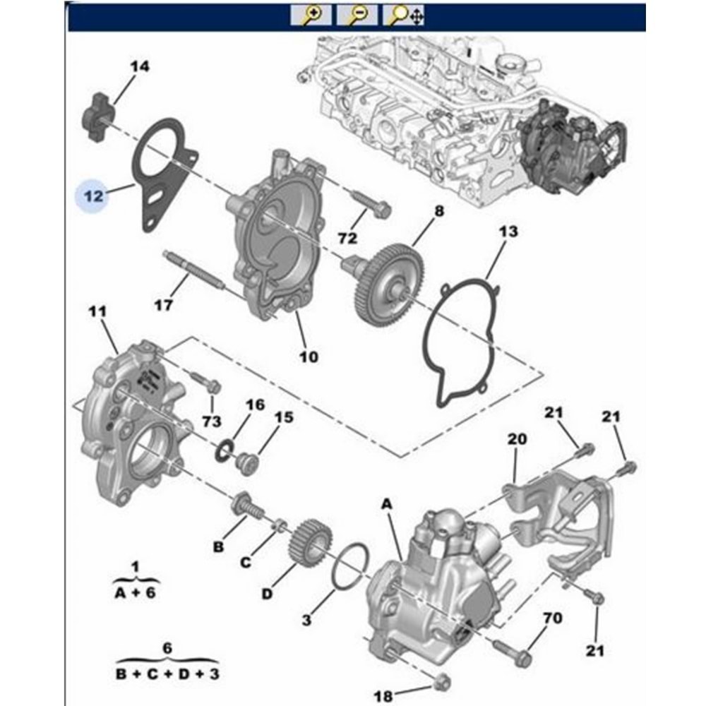 ENJEKSİYON POMPA CONTASI BOXER III 2.0 EURO6 (01/06/2021 (RPO 16276) TARİHİNE KADAR OLAN ARAÇLARDA CONTAYI (İŞARET 12) DEĞİŞTİRİYORSANIZ MUHAFAZAYI (İŞARET 10) DA MUTLAKA DEĞİŞTİRİN, 98392 942 80.)