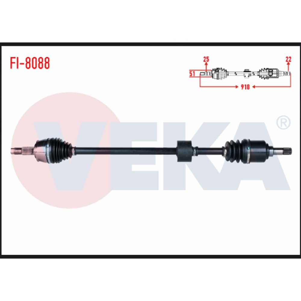KOMPLE AKS SAĞ ON UZUNLUK 918MM FIAT EGEA 1.416V M -T 2015 / DOBLO 1.4 16V M-T