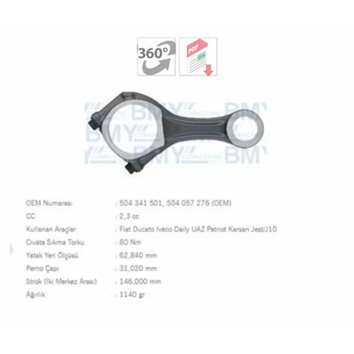 PİSTON KOLU DUCATO-J10-JEST-DAILY 2.3JTD 07->